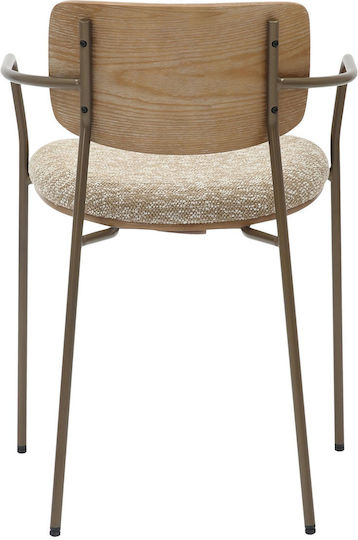 Dining Chair with Fabric Beige Upholstery 54x54x75cm