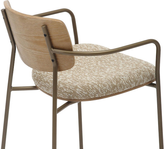 Dining Chair with Fabric Beige Upholstery 54x54x75cm