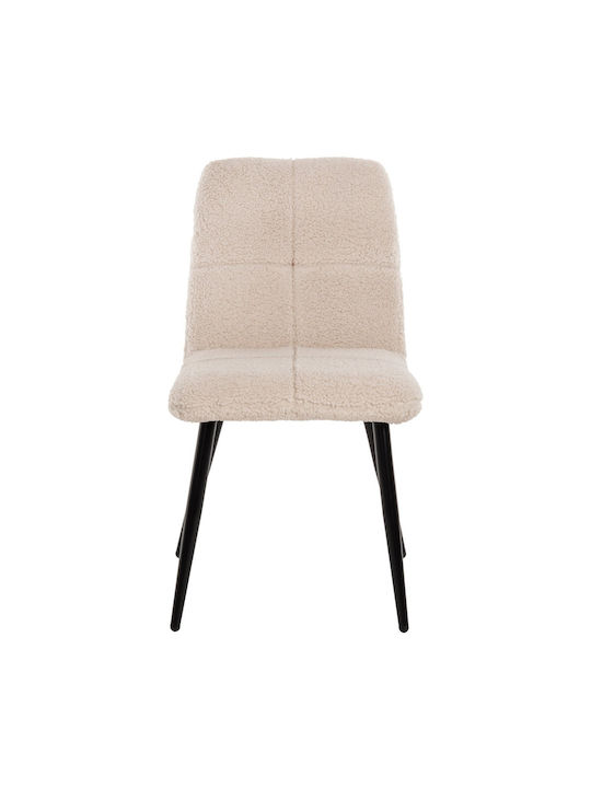 Dining Room Chair with Fabric Upholstery White 48x64x87cm