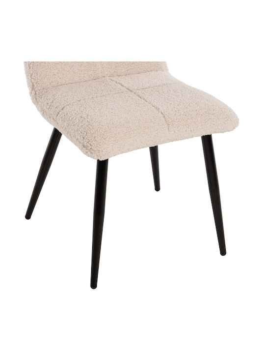 Dining Room Chair with Fabric Upholstery White 48x64x87cm