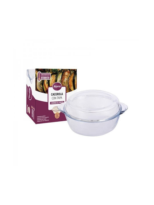 Alorno Vas Rotund Rezistent La Căldură Din Sticlă Cu Capac 3000ml