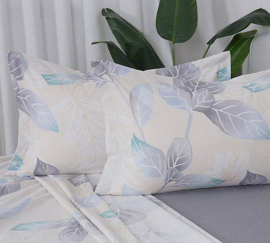 Beauty Home 12692 Set Of Double Bed Sheets With Rubber Hugger 165x200+30cm Beige 4 Pieces 12692SEYDL