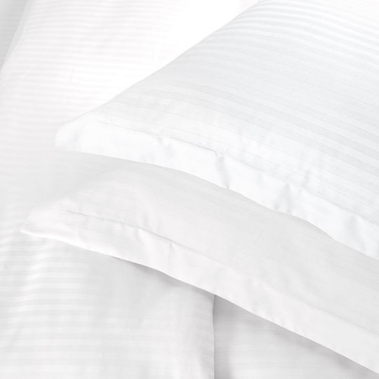 Rythmos Satin Stripes Set Bed Sheets Single 170x270cm White (3pcs)