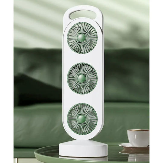 Ventilator Portabil De Birou Cu 3 Capete Usb Reîncărcabil Încărcare Rapidă Type-c Culoare Alb Negru