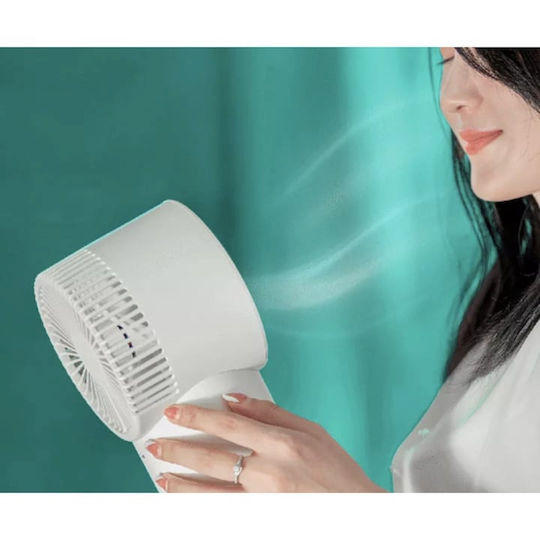 4-in-1 Tragbarer Schreibtischventilator Luftbefeuchter Funktion 3 Geschwindigkeitsstufen Kabellose Bedienung Usb Aufladung Weiß