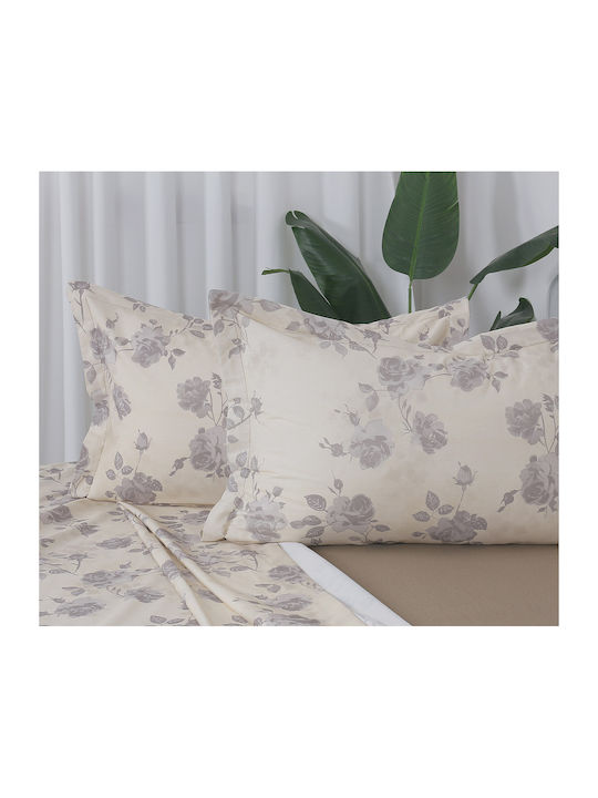 Beauty Home 12685 Σετ Σεντόνια Υπέρδιπλα με Λάστιχο 165x200+30εκ. Μπεζ (4τμχ)