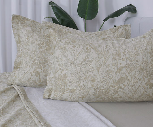 Beauty Home 12689 Set Super-Double Bed Sheets With Rubber Hugger 165x200+30cm Beige (4 Pieces) 12689SEYDL