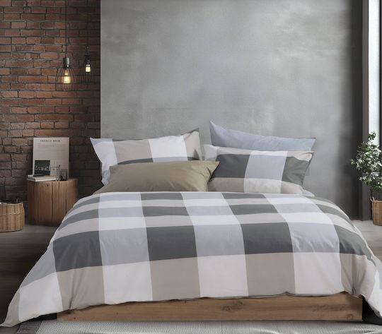 Nef-Nef Homeware Casual Check Σετ Διπλό 4τμχ 200x270εκ. Γκρι Nef-Nef Homeware Casual Check Σετ Διπλό 4τμχ 200x270εκ. Γκρι