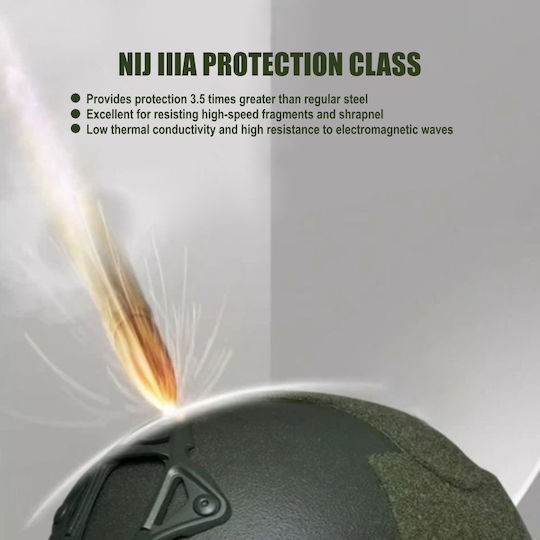 Fast Nij Iiia Ballistic Tactical Helmet Resistant To 9mm 357 Sig 44 Magnum Bullets High Cut Accessories Nvg Compatible Fast Rail 360° Adjustment System Ultra-resistant Pe Material Size L Black