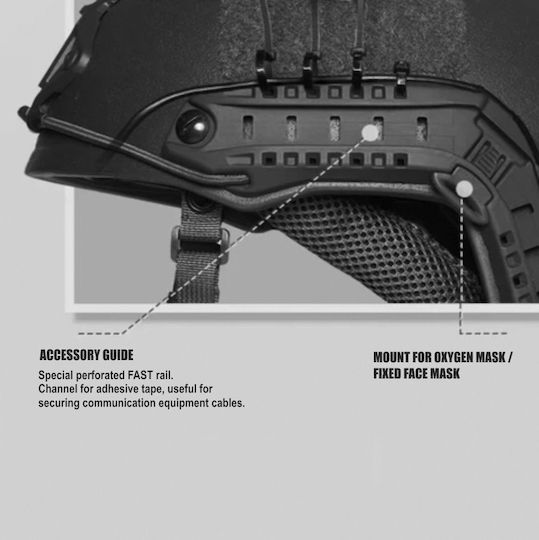 Fast Nij Iiia Ballistic Tactical Helmet Resistant To 9mm 357 Sig 44 Magnum Bullets High Cut Accessories Nvg Compatible Fast Rail 360° Adjustment System Ultra-resistant Pe Material Size L Black