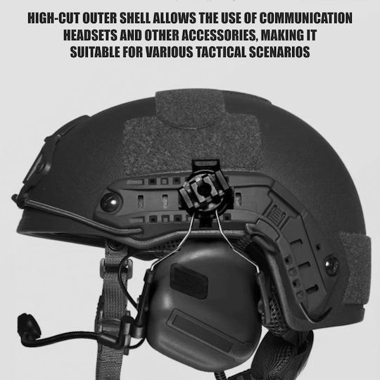 Fast Nij Iiia Ballistic Tactical Helmet Resistant To 9mm 357 Sig 44 Magnum Bullets High Cut Accessories Nvg Compatible Fast Rail 360° Adjustment System Ultra-resistant Aramid Material Size L Black