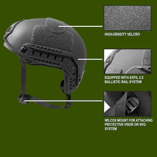 Fast Nij Iiia Ballistic Tactical Helmet Resistant To 9mm 357 Sig 44 Magnum Bullets High Cut Accessories Nvg Compatible Fast Rail 360° Adjustment System Ultra-resistant Aramid Material Size L Black