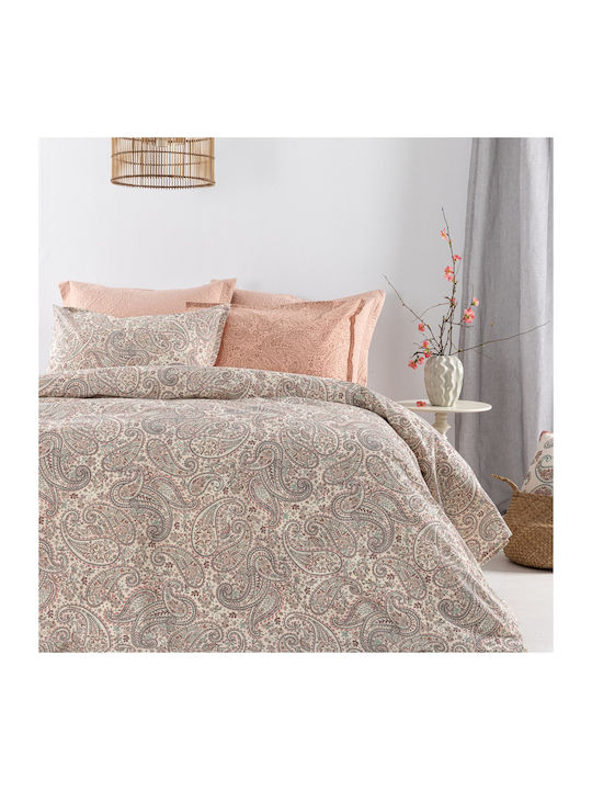 Palamaiki Estella King Size Bed Sheets Set With Rubber Hugger 240x260+32cm Multicolour 4 Pieces