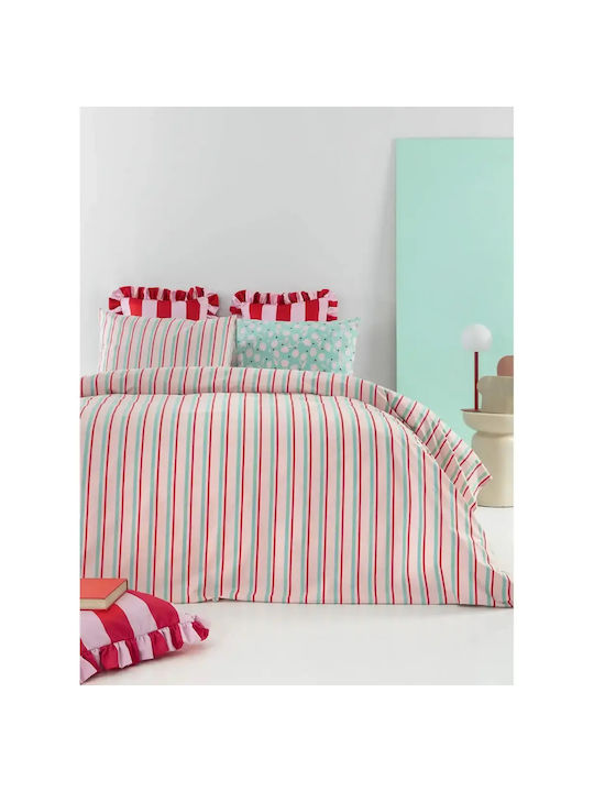 Palamaiki City Life Cl202 Set Bed Sheets for Single Bed with Rubber Hugger 110x200+32cm Pink (3 Pieces)