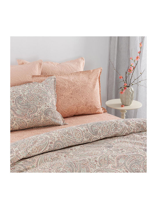 Palamaiki Estella King Size Bed Sheets Set With Rubber Hugger 240x260+32cm Multicolour 4 Pieces
