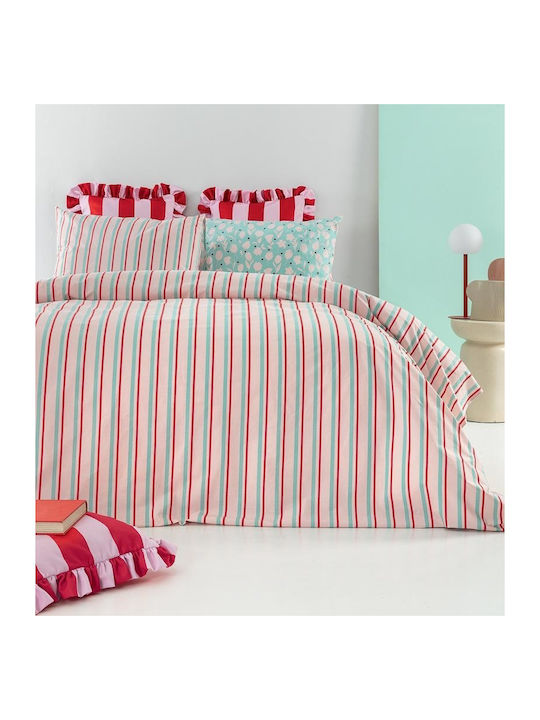 Palamaiki City Life Cl202 Set Bed Sheets for Single Bed with Rubber Hugger 110x200+32cm Pink (3 Pieces)