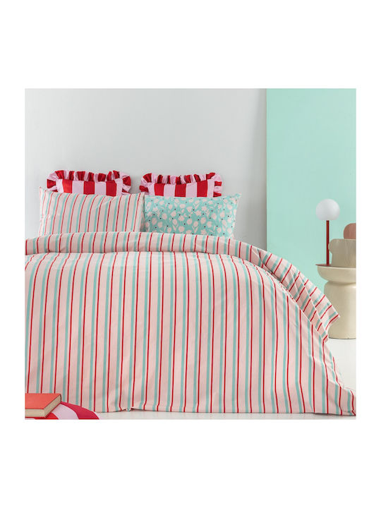 Palamaiki City Life Cl202 Set Bed Sheets for Single Bed with Rubber Hugger 110x200+32cm Pink (3 Pieces)