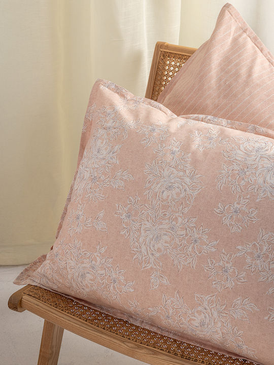 Palamaiki Estella Bed Sheet Set King Size with Rubber Hugger 240x260+32cm Coral 4 Pieces