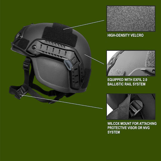 Mich Nij Iiia Ballistic Tactical Helmet Resistant To 9mm 357 Sig 44 Magnum Bullets Nvg Compatible Fast Rail 360° Adjustment System Durable Pe Material Size M Black