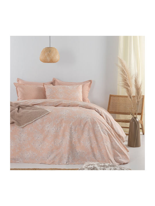 Palamaiki Estella Bed Sheet Set King Size with Rubber Hugger 240x260+32cm Coral 4 Pieces