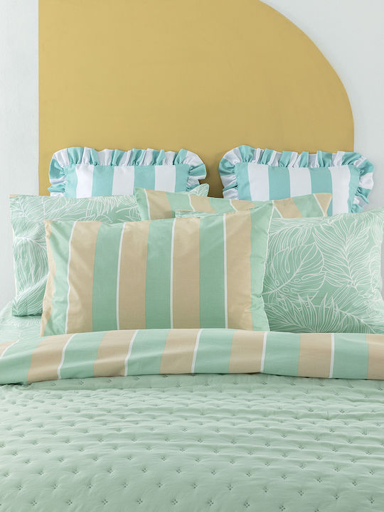 Palamaiki City Life Cl201 Bed Sheets Set King Size With Rubber Hugger 240x260+32cm Green (4pcs)