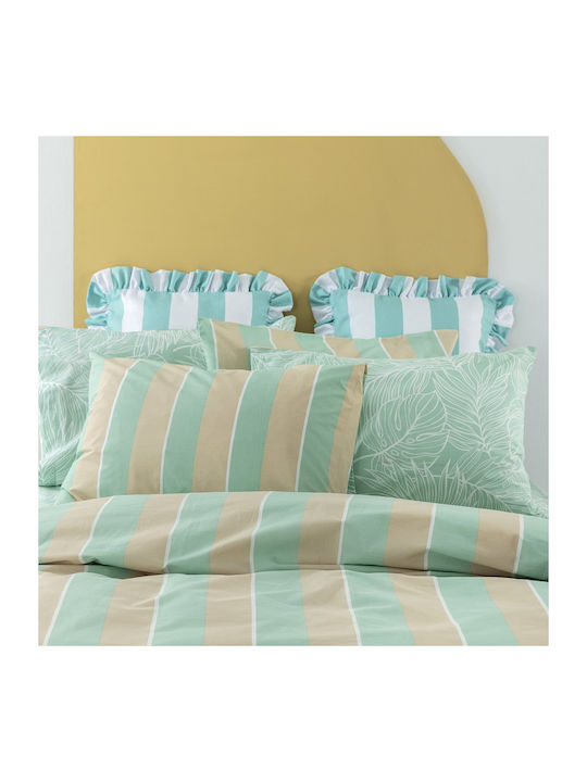 Palamaiki City Life Cl201 Bed Sheets Set King Size With Rubber Hugger 240x260+32cm Green (4pcs)
