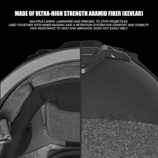 Mich Nij Iiia Tactical Ballistic Helmet Resistant To 9mm 357 Sig 44 Magnum Bullets Nvg Compatible Fast Rail 360° Adjustment System Ultra-resistant Aramid Material Size M Black