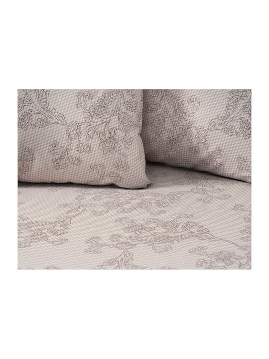 Beauty Home 12570 Double Bed Sheets Set 200x260cm Beige 4 Pieces