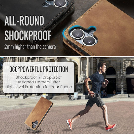 Caseme 013 Iphone 17 Retro Leather Θήκη Βιβλίο Brown