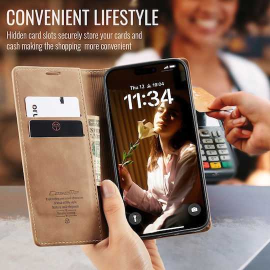 Caseme 013 Iphone 17 Retro Leather Θήκη Βιβλίο Brown