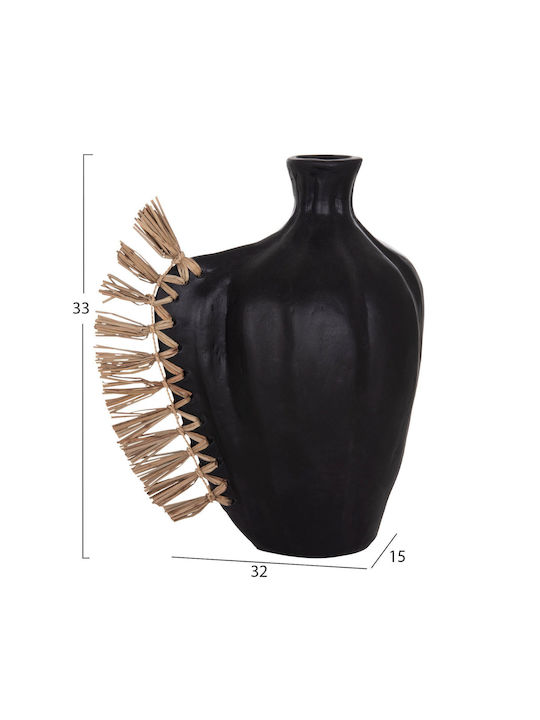 Freebox Decorative Vase Ceramic Black 32x15xHeight 33cm