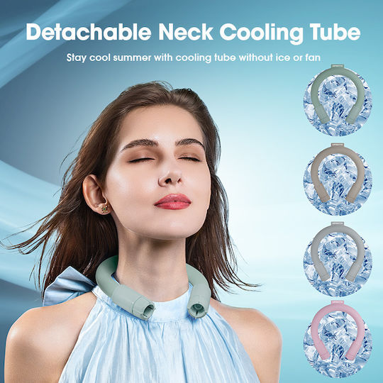 Ventilator Portabil Pentru Gât Design Ergonomic 360° Alimentare USB Sistem Hands-Free Motor Silențios Răcire Personală Utilizare Interior Exterior Gri