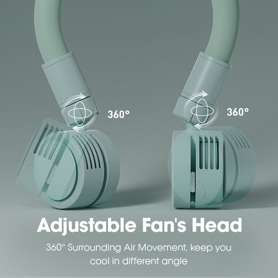 Ventilator Portabil Pentru Gât Design Ergonomic 360° Alimentare USB Sistem Hands-Free Motor Silențios Răcire Personală Utilizare Interior Exterior Gri