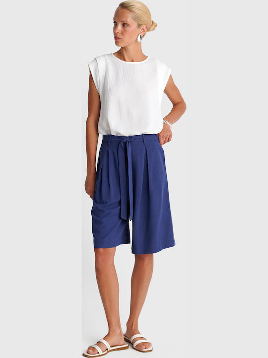 Damen Bermudas Leinen Blaue