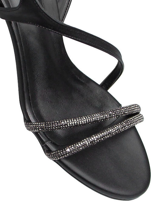 Damen Sandalen Aus Leder Schwarz