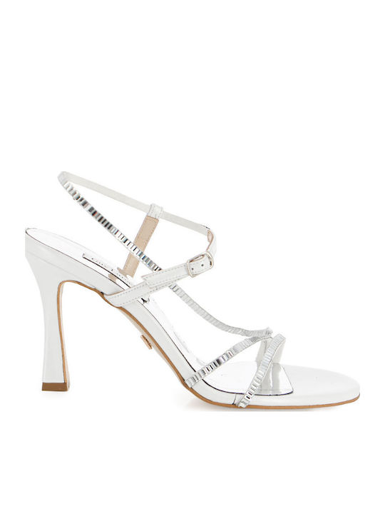 Damen Sandalen Silber Leder