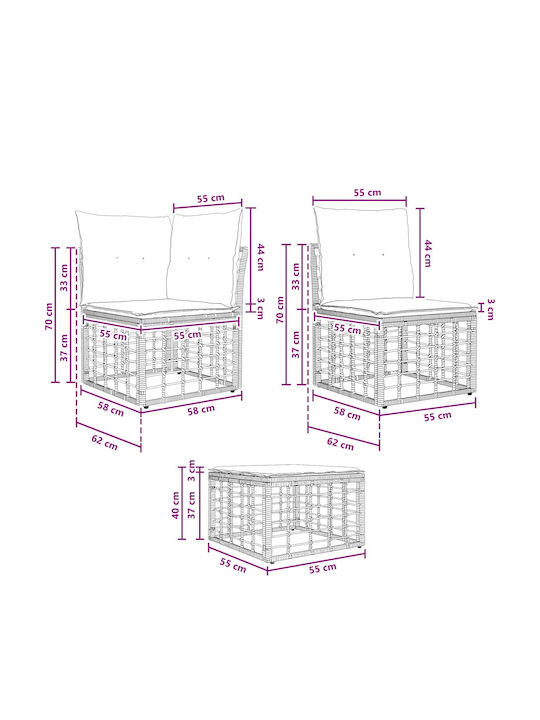 Corner Outdoor Sofa Plastic with Cushions