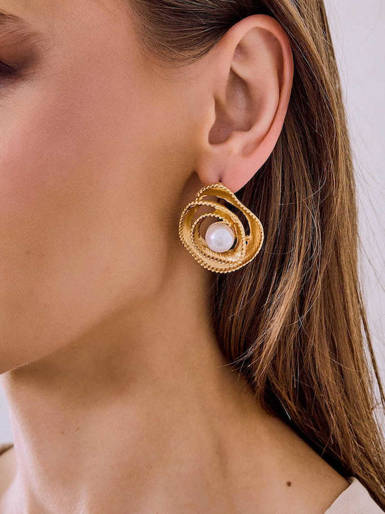 Celestino Women's Earrings Rose Pearl Gold