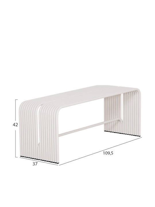 Intrepid Outdoor Metal White Bench 105.5x38x42cm