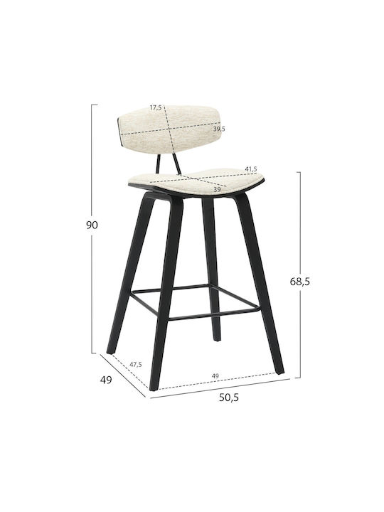 Bar Stool with Backrest Metallic Black