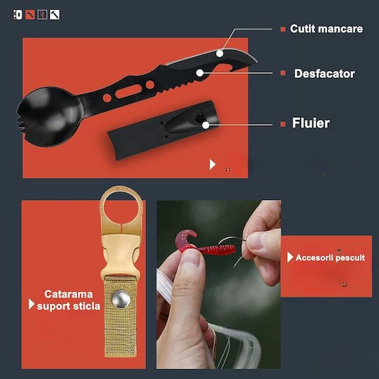 Alista Home Kit de Supraviețuire Multifuncțional 16-in-1 Unelte Profesionale Rucsac Agățătoare Camping Drumeții Aventuri în Aer Liber Include Borsetă Neagră