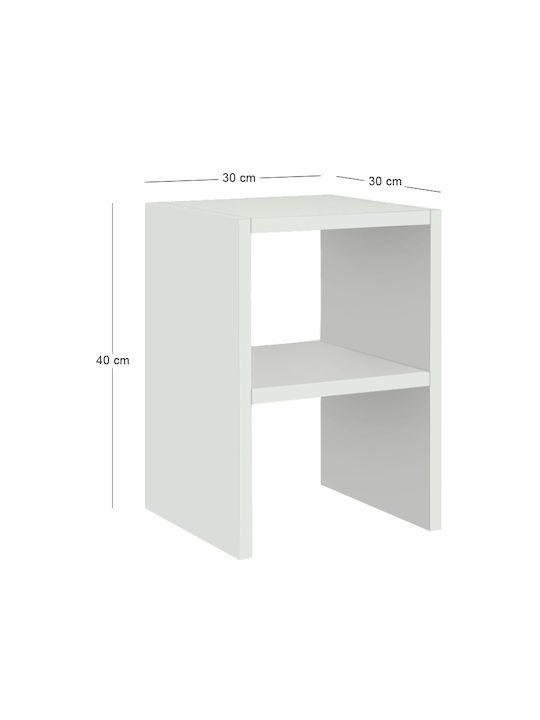 Bedside Table Smile Wooden White 30x30x40cm