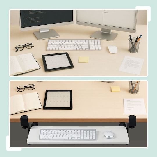 Relaxdays Sliding Keyboard Tray Clips White Black 0
