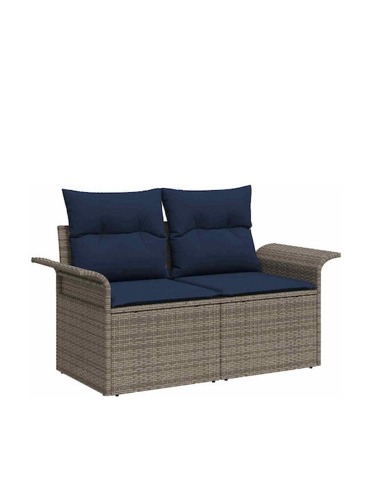 vidaXL Zweisitziges Outdoor-Sofa Rattan mit Kissen 141x62x69cm
