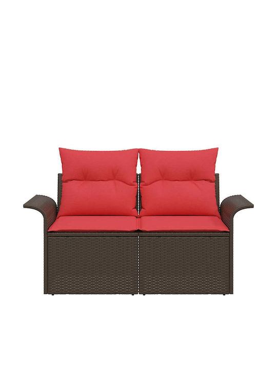 Zweisitziges Outdoor-Sofa Rattan mit Kissen 141x62x69cm