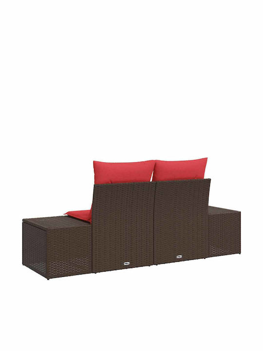 vidaXL Zweisitziges Outdoor-Sofa Rattan mit Kissen 184x62x69cm