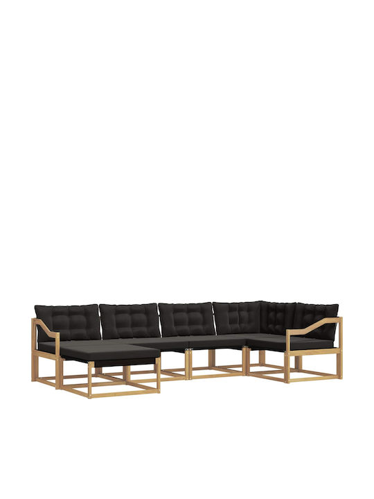 Canapea De Colț De Exterior Din Lemn Cu Perne 325x166.5x73cm