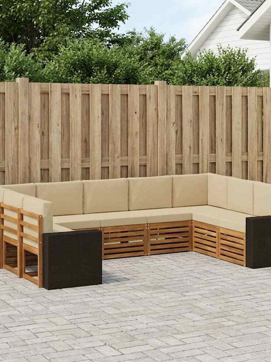 Canapea De Colț Pentru Exterior Din Plastic Cu Perne 304x195.5x73cm