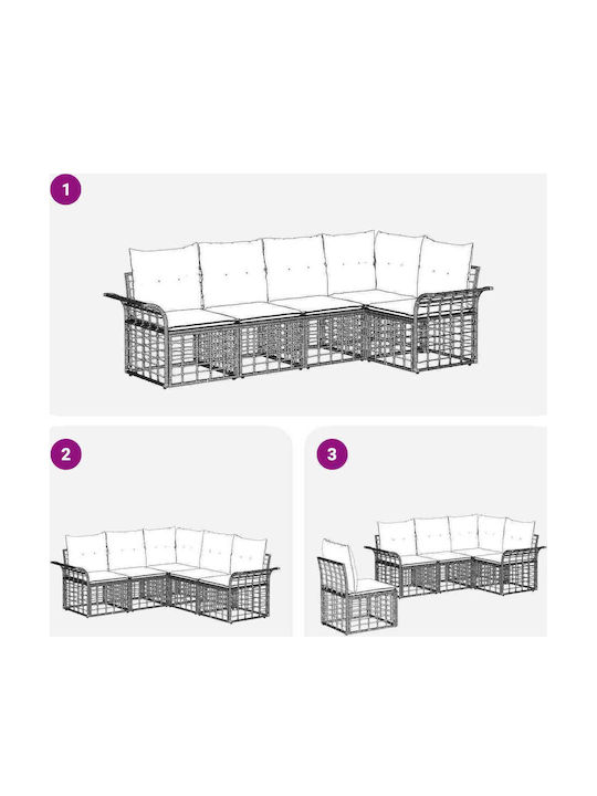 Canapea De Colț Pentru Exterior Din Rattan Cu Perne