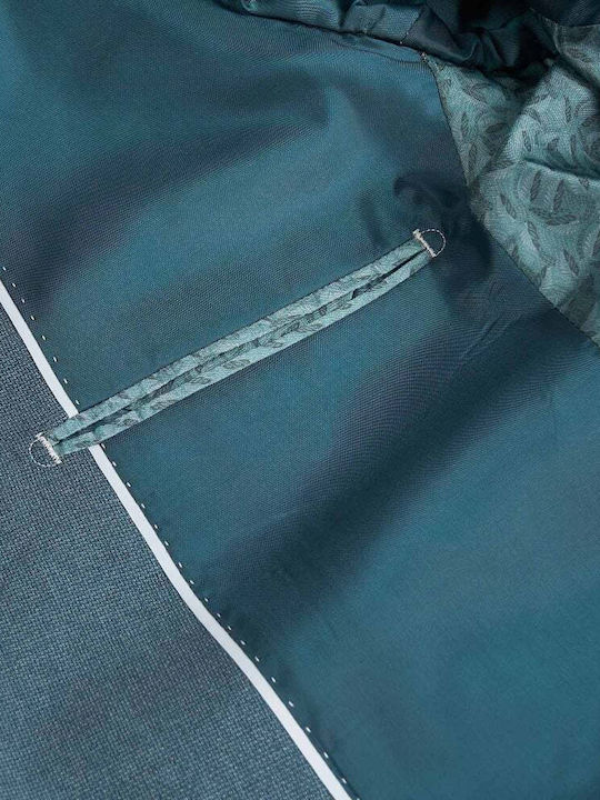Men's Suit with Vest Petrol Blue